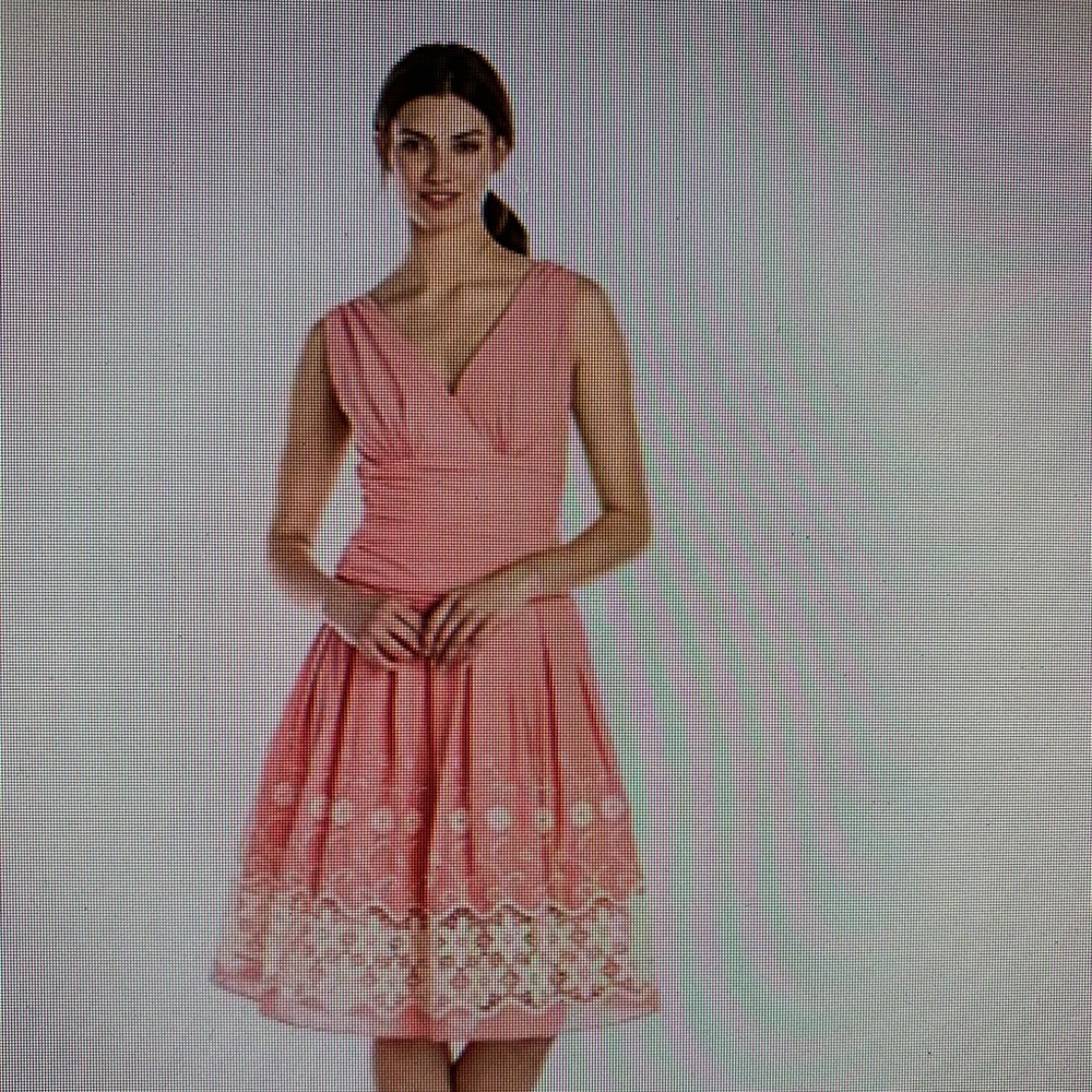 S. L. Fashions Coral Cotton Party Dress. NWOT